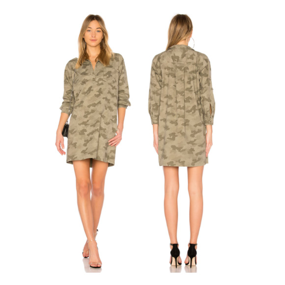 ATM Dresses & Skirts - ATM Stretch Cotton Collared Shirt Dress Sage Camo Size Medium Casual